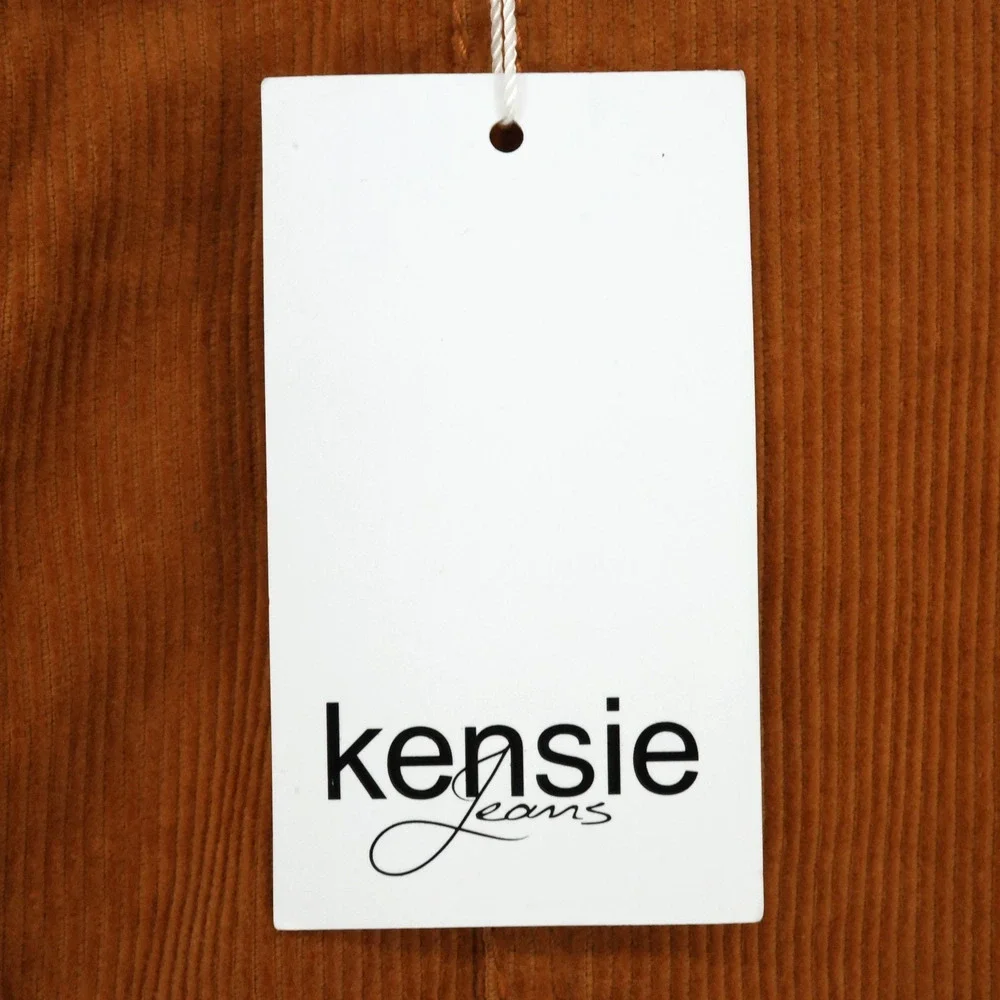 Kensie Skirt Womens 8 Waist 29 Rust Brown Corduroy Button Front Pockets New